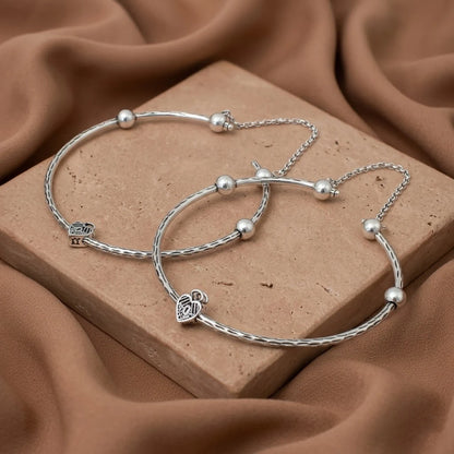 Silver Sterling Heart Shape Kada Payal