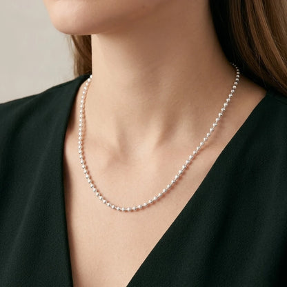 Silver Sterling Shiny Beads Girls Chain