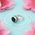 Silver Studded Green Stone Ring