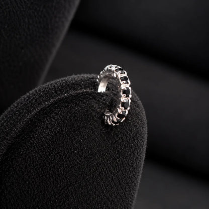 Silver Textured Hoop Nose Ring with Intricate Pattern
