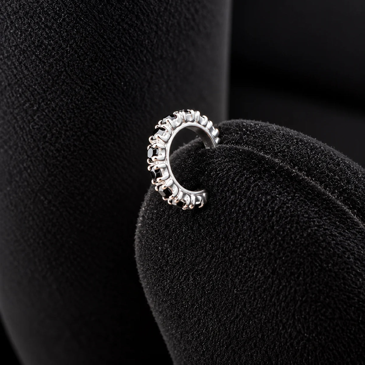 Silver Textured Hoop Nose Ring with Intricate Pattern