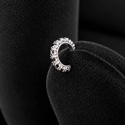Silver Textured Hoop Nose Ring with Intricate Pattern