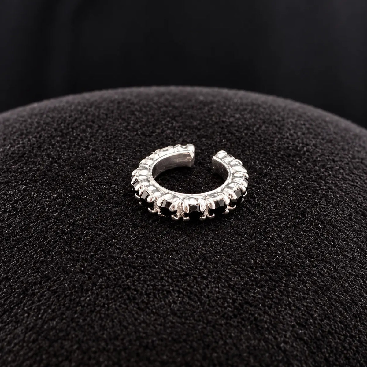 Silver Textured Hoop Nose Ring with Intricate Pattern