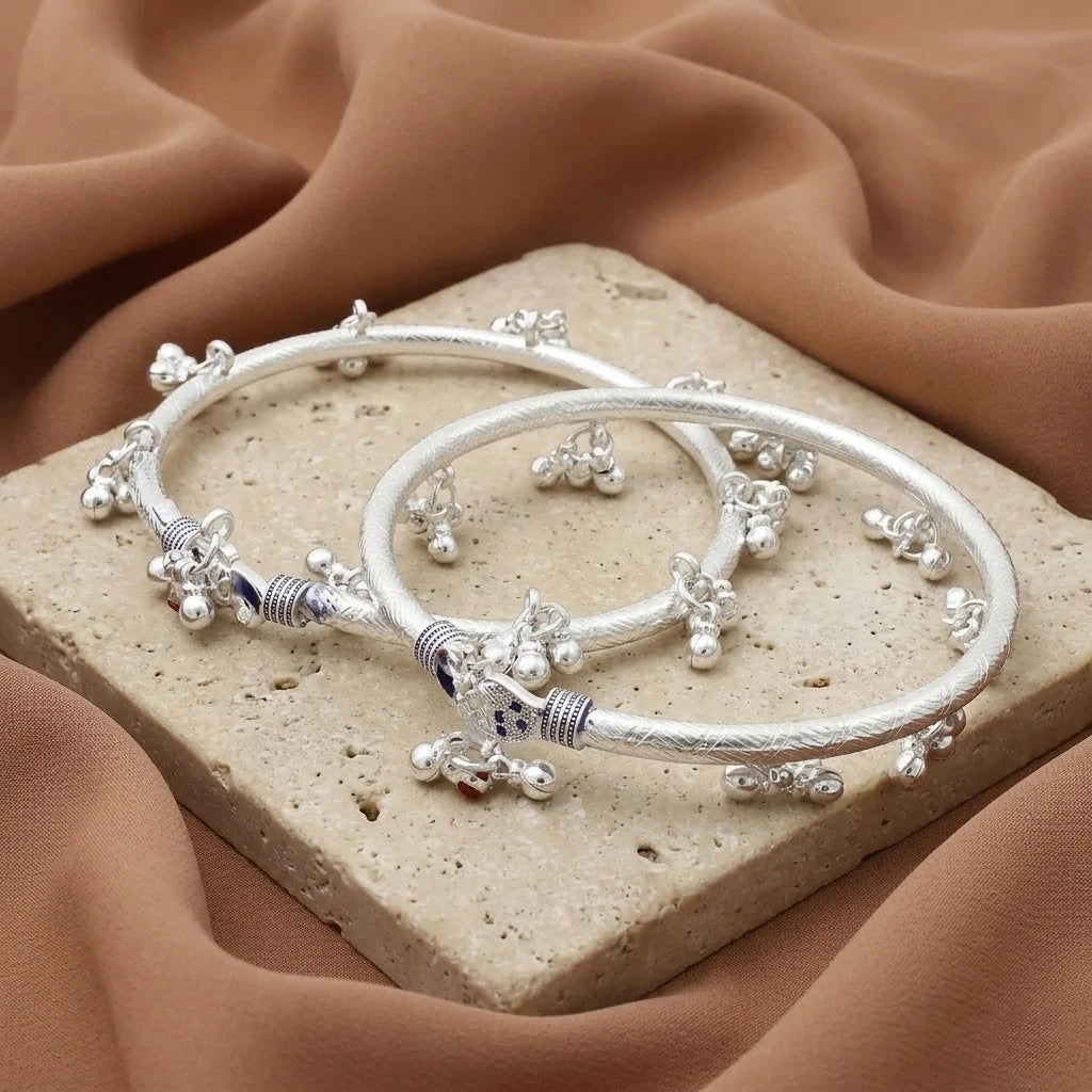Silver Traditional Symbol Of Peacock Kada Payal