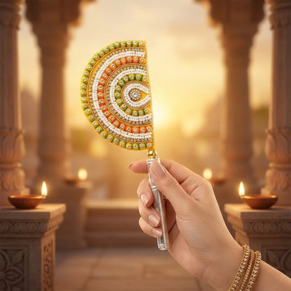 Silver Traditional Yellow Designer CZ Stone Morpankh