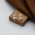 Silver Trishul Damru Divine Stud Earrings