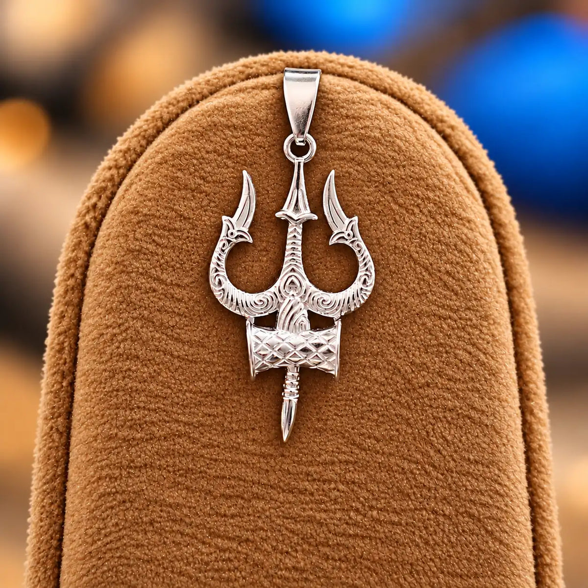 Silver Trishul Damru Pendant – Lord Shiva Design