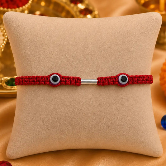 Silver Two Light Purpal Evil Eye Rakhi for Boys