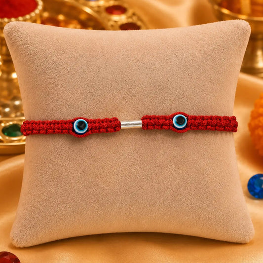 Silver Two Purpal Evil Eye Rakhi for Boys