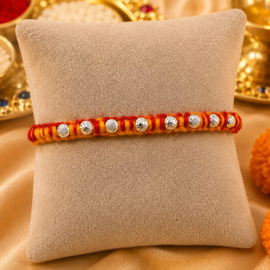 Silver Unique Beads Design Rakhi for Boys