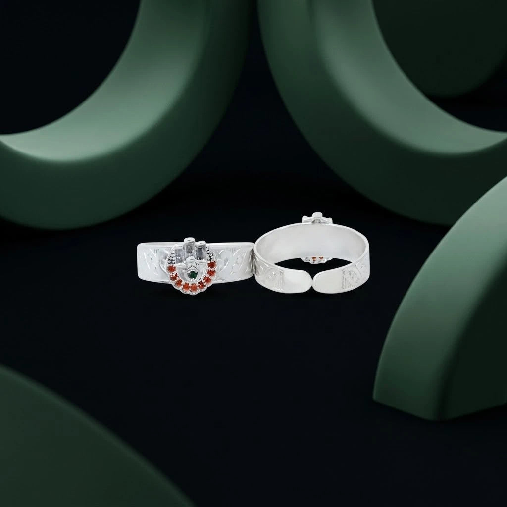 Silver Unique Design Orange Gem Stone Bichhiya for Girls