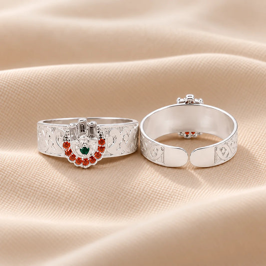 Silver Unique Design Orange Gem Stone Bichhiya for Girls