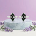 Silver White And Green Gem Toe Ring
