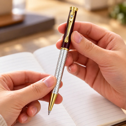 Silver White Gem Stone Pen