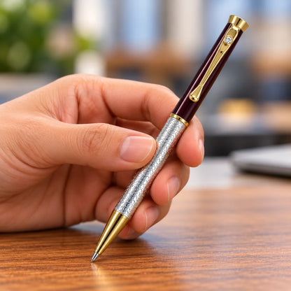 Silver White Gem Stone Pen