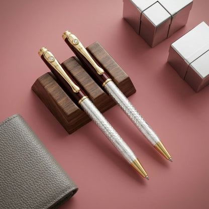 Silver White Gem Stone Pen (2 pcs Combo)