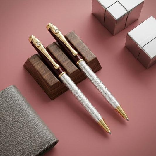 Silver White Gem Stone Pen (2 pcs Combo)