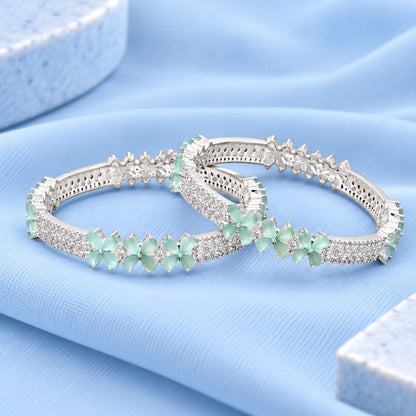 Silver White Minimal Gem Bangles