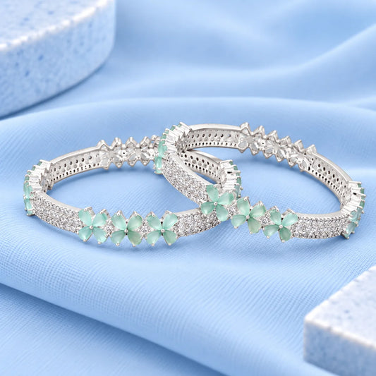 Silver White Minimal Gem Bangles
