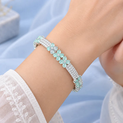 Silver White Minimal Gem Bangles