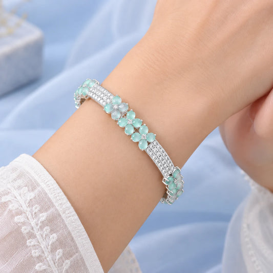 Silver White Minimal Gem Bangles