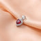 Silver White Stone and Purple Gemstone Heart Shape Chain Pendant