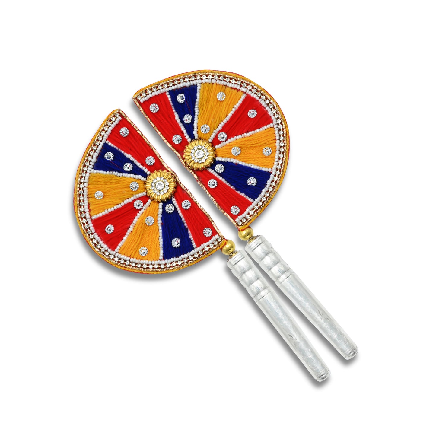 This stunning Silver Traditional Morpank features vibrant yellow, red, and blue CZ stones, adding a touch of elegance and color to any outfit. Handcrafted with expert precision, this designer piece is sure to impress and elevate your style. Perfect for special occasions or everyday wear.