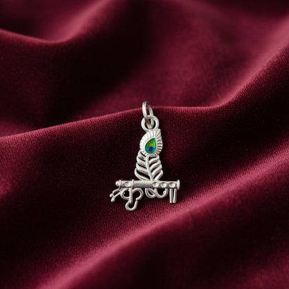 Silver divine flute of Lord Krishna Pendant