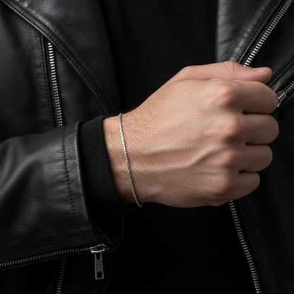 Slim Plain Boy Silver Chain Bracelet
