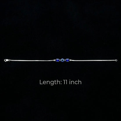 Slim Silver Evil Eye Anklet