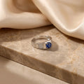 Small Round Blue Gemstone Silver Ring