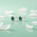 Small Silver Stud Earrings With Green Stones.