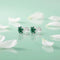 Small Silver Stud Earrings With Green Stones.