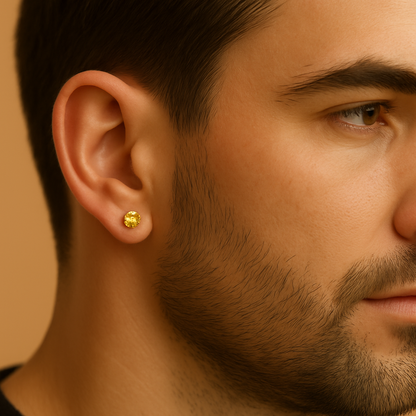 (2 Pcs Combo) Color Your Spark Round Stones Unisex Silver Earrings in Vibrant lung