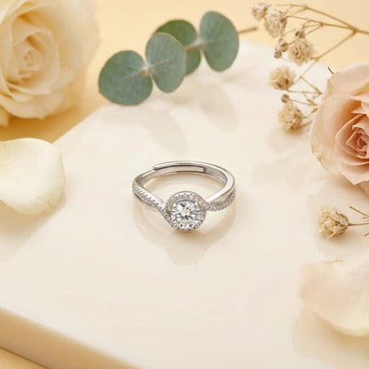 Sparkling Round Cut Crystal Adjustable Fashion Ring