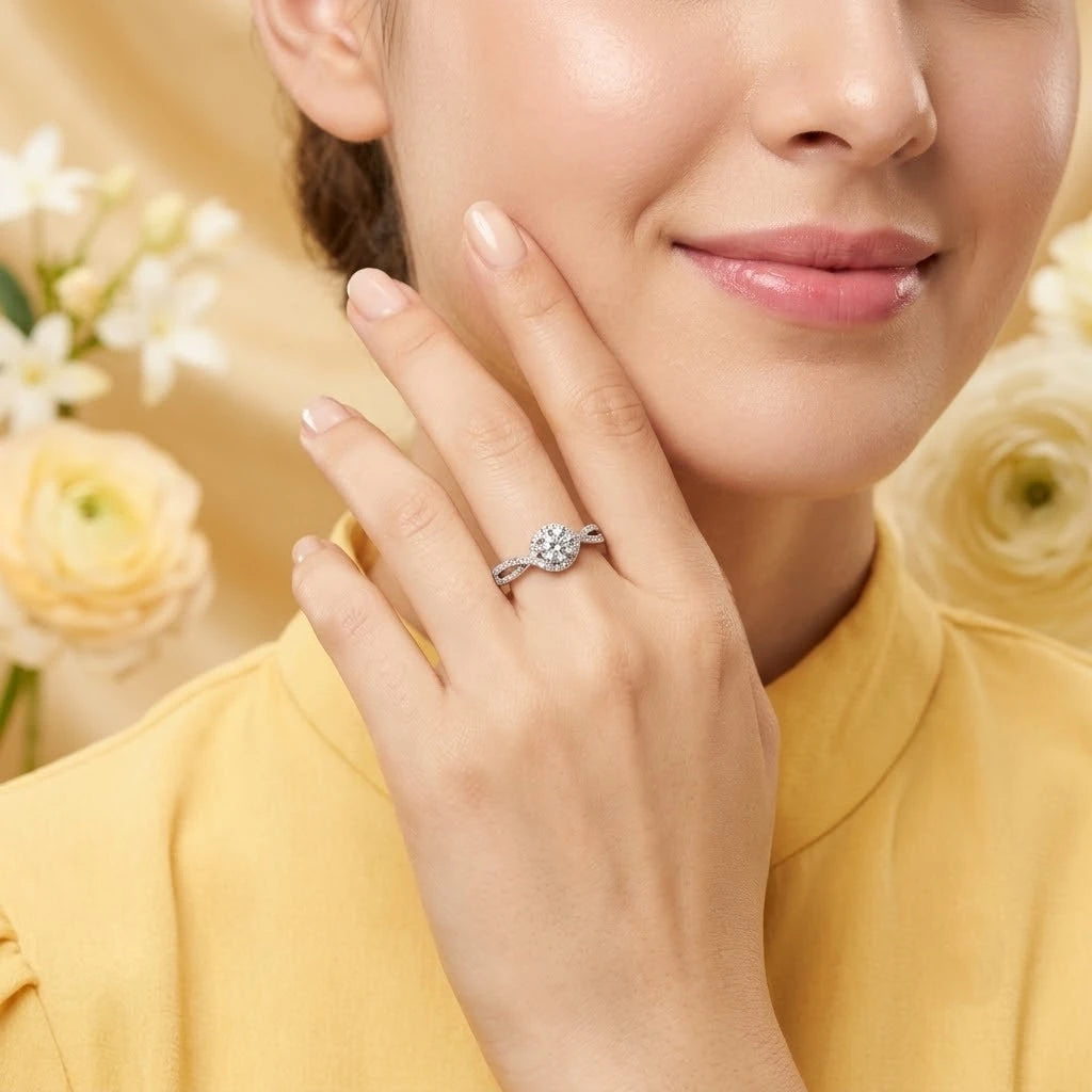 Sparkling Round Cut Crystal Adjustable Fashion Ring