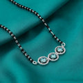 Sparkling Sky-Blue CZ Stone 925 Silver Mangalsutra with Matching Earrings