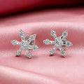 Sparkling Snowflake CZ Stud Earrings
