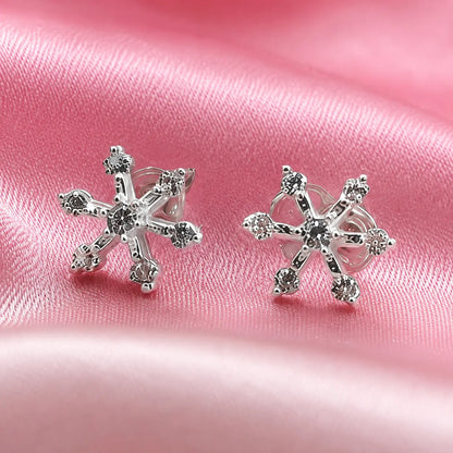 Sparkling Snowflake CZ Stud Earrings