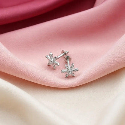Sparkling Snowflake CZ Stud Earrings