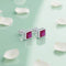 Sqaure Pink Stone Silver Stud Earrings