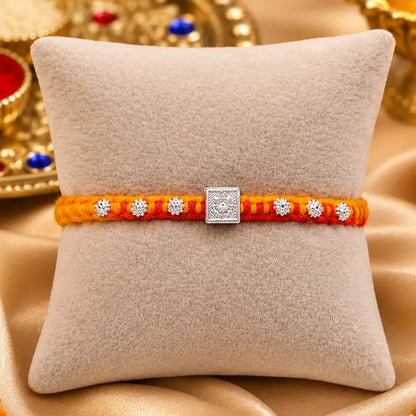 Square Motif Ganesh Silver Rakhi