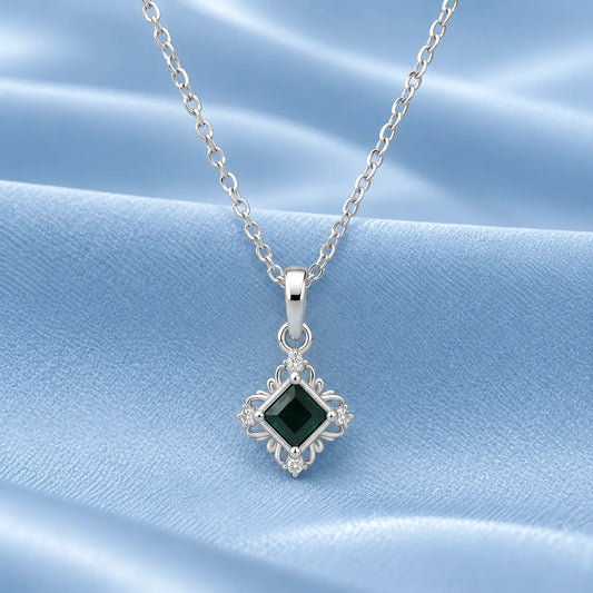 Square Stone Silver Pendant
