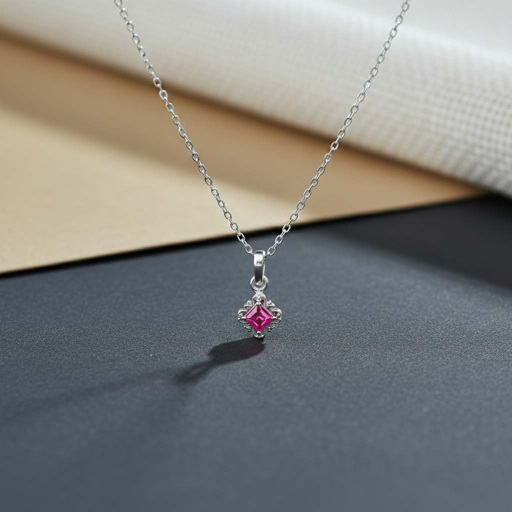 Square Stone Silver Pendant