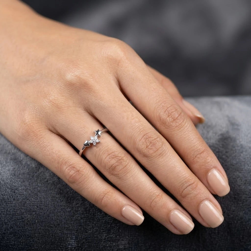 Starburst Diamond Ring – Elegant Open Band Fashion Ring