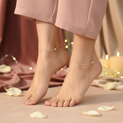 Sterling Silver Anklet Classic Bead Design