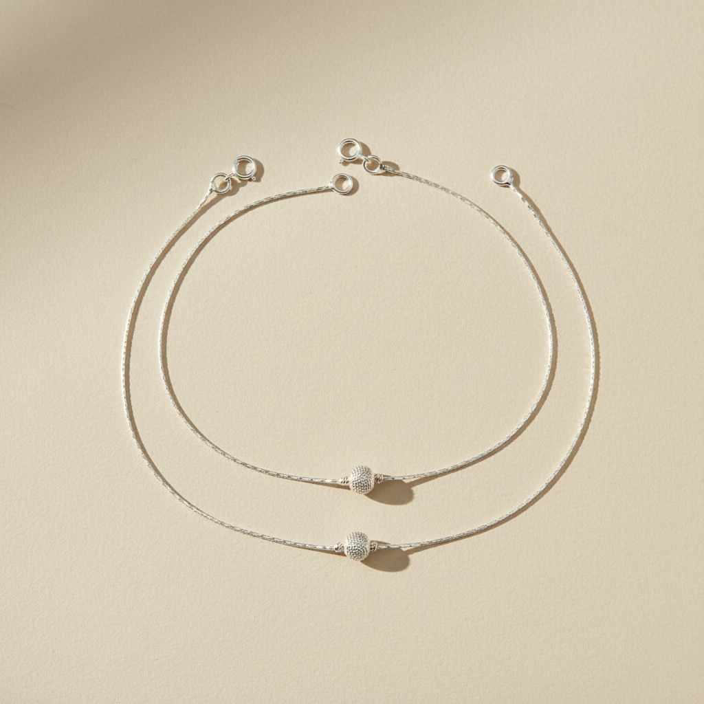 Sterling Silver Anklet Classic Bead Design