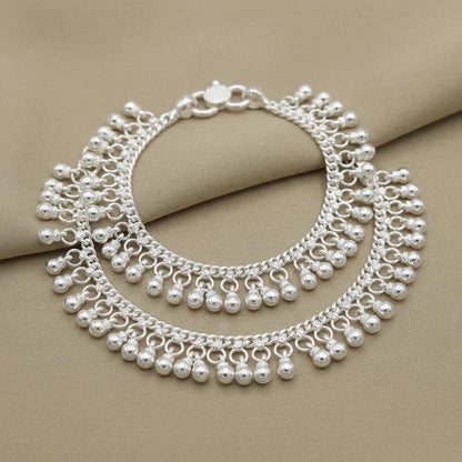 Sterling Silver Baby Payal with Ghungroo Beads Traditional Baby Anklet Pair for Kids
