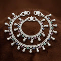 Sterling Silver Baby Payal with Multicolor Stone Charms Traditional Baby Anklet Pair