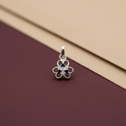 Sterling Silver Blue Stone Floral Pendant